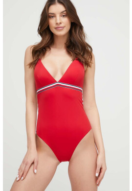Tommy Hilfiger Цял бански в червено с леко подплатена чашка - Pepit.bg