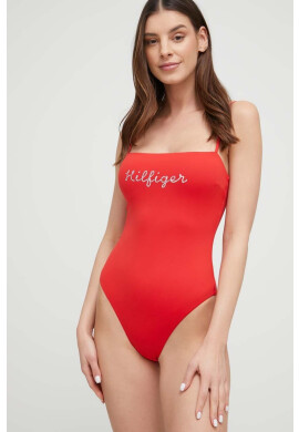 Tommy Hilfiger Цял бански в червено с леко подплатена чашка - Pepit.bg