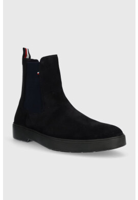 Tommy Hilfiger Велурени боти челси в тъмносиньо - Pepit.bg