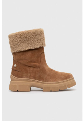 Tommy Hilfiger Велурени боти Warm Lining Suede Low Boot в кафяво с платформа с изолация - Pepit.bg