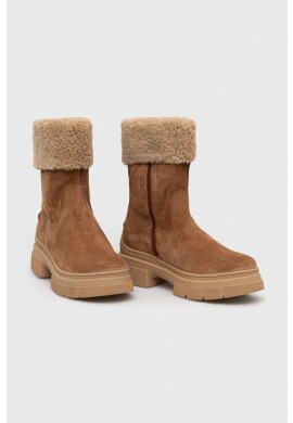 Tommy Hilfiger Велурени боти Warm Lining Suede Low Boot в кафяво с платформа с изолация - Pepit.bg
