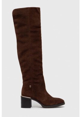 Tommy Hilfiger Велурени ботуши Th Belt Suede Overknee Boot - Pepit.bg