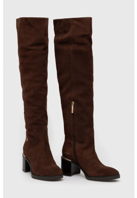 Tommy Hilfiger Велурени ботуши Th Belt Suede Overknee Boot - Pepit.bg