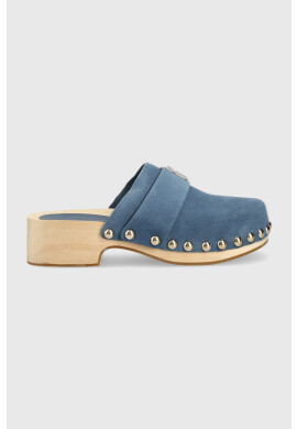 Tommy Hilfiger Велурени чехли TH CLOG SUEDE в тъмносиньо с платформа FW0FW07171 - Pepit.bg