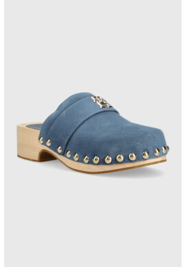 Tommy Hilfiger Велурени чехли TH CLOG SUEDE в тъмносиньо с платформа FW0FW07171 - Pepit.bg
