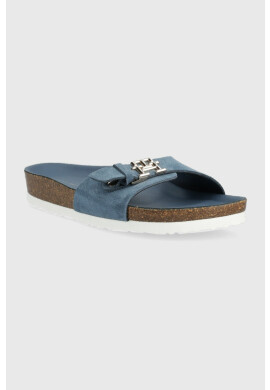 Tommy Hilfiger Велурени чехли TH MULE SANDAL SUEDE в синьо FW0FW07071 - Pepit.bg