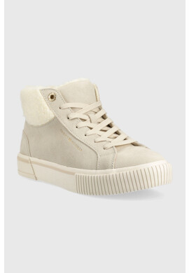 Tommy Hilfiger Велурени маратонки Warmlined High Sneaker в бежово - Pepit.bg