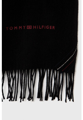 Tommy Hilfiger Вълнен шал в черно с апликация - Pepit.bg