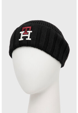 Tommy Hilfiger Вълнена шапка в черно с фина плетка от вълна - Pepit.bg