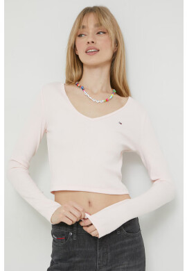 Tommy Jeans Блуза с дълги ръкави в розово - Pepit.bg