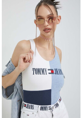 Tommy Jeans Боди дамско в бяло - Pepit.bg