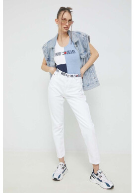 Tommy Jeans Боди дамско в бяло - Pepit.bg