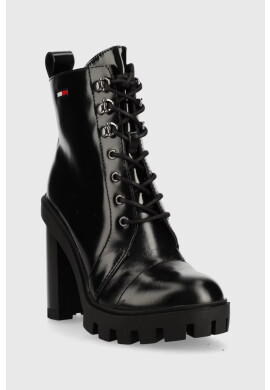 Tommy Jeans Боти Heeled Boot в черно с висок ток - Pepit.bg
