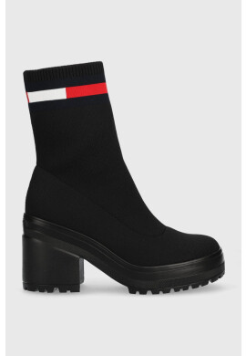 Tommy Jeans Боти Water Resistent Knitted Boot в черно с висок ток - Pepit.bg