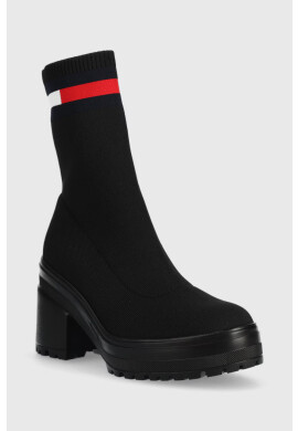 Tommy Jeans Боти Water Resistent Knitted Boot в черно с висок ток - Pepit.bg