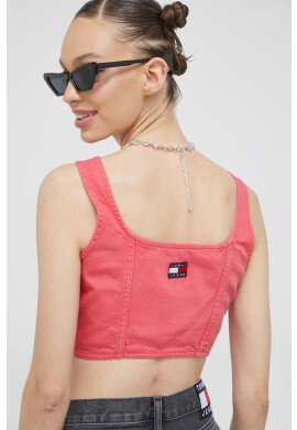 Tommy Jeans Дънков топ в розово - Pepit.bg