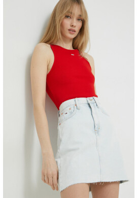 Tommy Jeans Дънкова пола в синьо къс модел със стандартна кройка - Pepit.bg