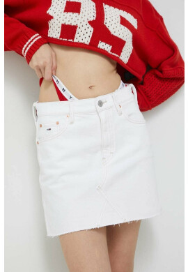 Tommy Jeans Дънкова пола в бяло къс модел със стандартна кройка - Pepit.bg