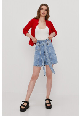 Tommy Jeans Дънкови Къс панталон дамски с изчистен дизайн с висока талия - Pepit.bg