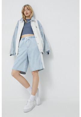 Tommy Jeans Дънкови къси панталони в синьо с изчистен дизайн с висока талия - Pepit.bg