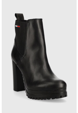 Tommy Jeans Кожени боти челси Essentials High Heel Boot - Pepit.bg