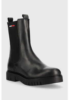 Tommy Jeans Кожени боти челси Long Chelsea Boot в черно с платформа - Pepit.bg