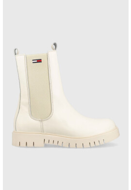 Tommy Jeans Кожени боти челси Long Chelsea Boot в бежово с платформа - Pepit.bg