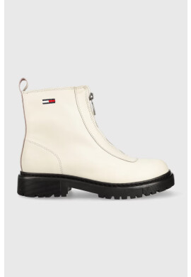 Tommy Jeans Кожени боти Zip Boot в бяло с платформа - Pepit.bg