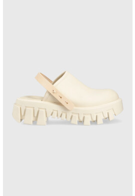 Tommy Jeans Кожени чехли CHUNKY MULE LEATHER в бежово с платформа EN0EN02180 - Pepit.bg