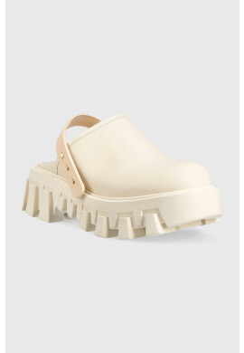Tommy Jeans Кожени чехли CHUNKY MULE LEATHER в бежово с платформа EN0EN02180 - Pepit.bg
