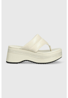 Tommy Jeans Кожени джапанки SANDAL PADDED в бежово с платформа EN0EN02075 - Pepit.bg