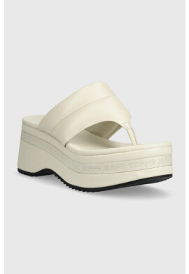 Tommy Jeans Кожени джапанки SANDAL PADDED в бежово с платформа EN0EN02075 - Pepit.bg