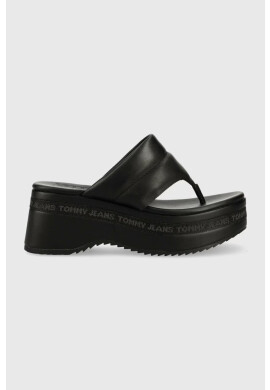Tommy Jeans Кожени джапанки SANDAL PADDED в черно с платформа EN0EN02075 - Pepit.bg