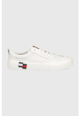 Tommy Jeans Кожени кецове мъжко в бяло - Pepit.bg