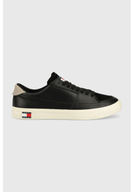 Tommy Jeans Кожени кецове VULCANIZED ESS в черно EM0EM01106 - Pepit.bg