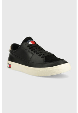 Tommy Jeans Кожени кецове VULCANIZED ESS в черно EM0EM01106 - Pepit.bg