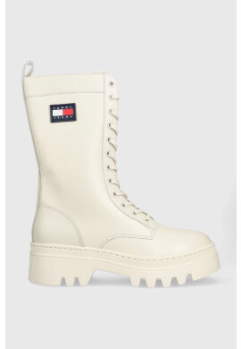 Tommy Jeans Кожени кубинки Fashion Lace Up в бежово с платформа - Pepit.bg