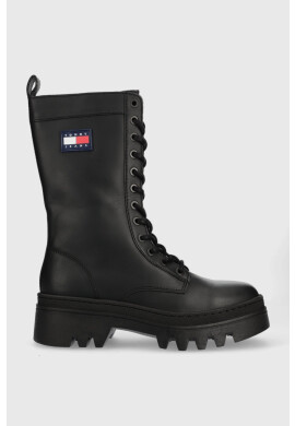 Tommy Jeans Кожени кубинки Fashion Lace Up в черно с платформа - Pepit.bg
