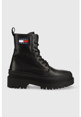 Tommy Jeans Кожени кубинки Lace Up Boot в черно с платформа - Pepit.bg