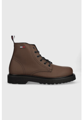 Tommy Jeans Кожени кубинки Short Lace Up Leather Boot - Pepit.bg
