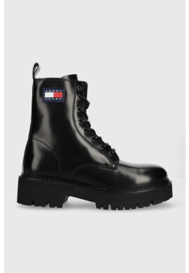 Tommy Jeans Кожени кубинки Urban Lace Up Boot в черно с платформа - Pepit.bg
