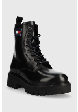 Tommy Jeans Кожени кубинки Urban Lace Up Boot в черно с платформа - Pepit.bg