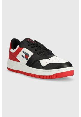 Tommy Jeans Кожени маратонки BASKET LEATHER в червено EM0EM01162 - Pepit.bg
