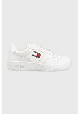 Tommy Jeans Кожени маратонки Etch Basket в бяло - Pepit.bg