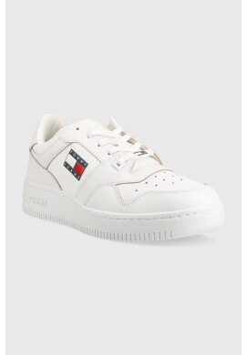 Tommy Jeans Кожени маратонки Etch Basket в бяло - Pepit.bg