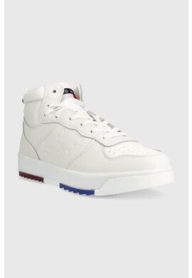 Tommy Jeans Кожени маратонки Leather Basket Midcut в бяло - Pepit.bg