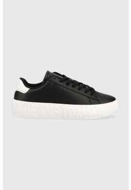 Tommy Jeans Кожени маратонки LEATHER OUTSOLE в черно EM0EM01159 - Pepit.bg