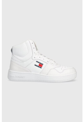 Tommy Jeans Кожени маратонки MID CUT BASKET в бяло EM0EM01164 - Pepit.bg