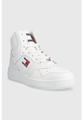 Tommy Jeans Кожени маратонки MID CUT BASKET в бяло EM0EM01164 - Pepit.bg