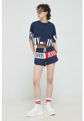 Tommy Jeans Къс панталон в тъмносиньо с десен със стандартна талия - Pepit.bg